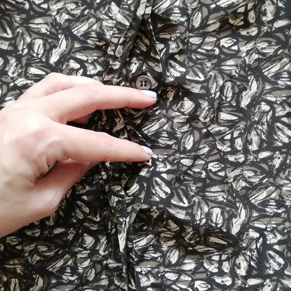 Theory Walvan Silk Sleeveless Shirt Dress With Pockets Size 0 Black Brown Cream - Picture 7 of 14